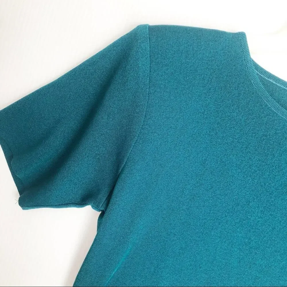Misook Basic Casual Knit Top Turquoise - Picture 2 of 6